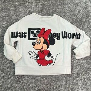 Walt Disney World Parks White Red Minnie Mouse Crew Neck Sweatshirt Girls Sz 4